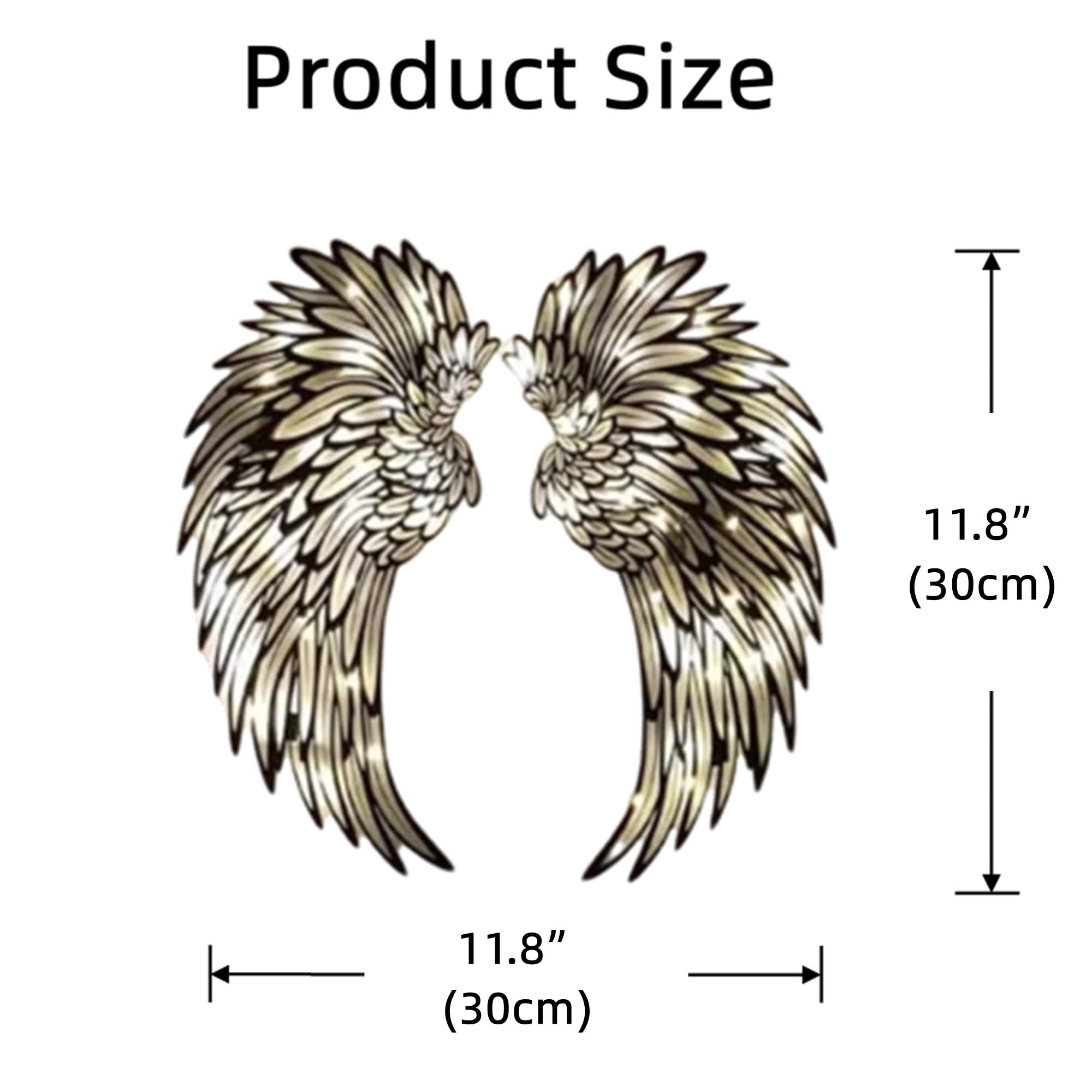 Dekoracje ścienne 3D, Dekoracja ścienna LED Angel Wings 11, 8", metalowa, czarna