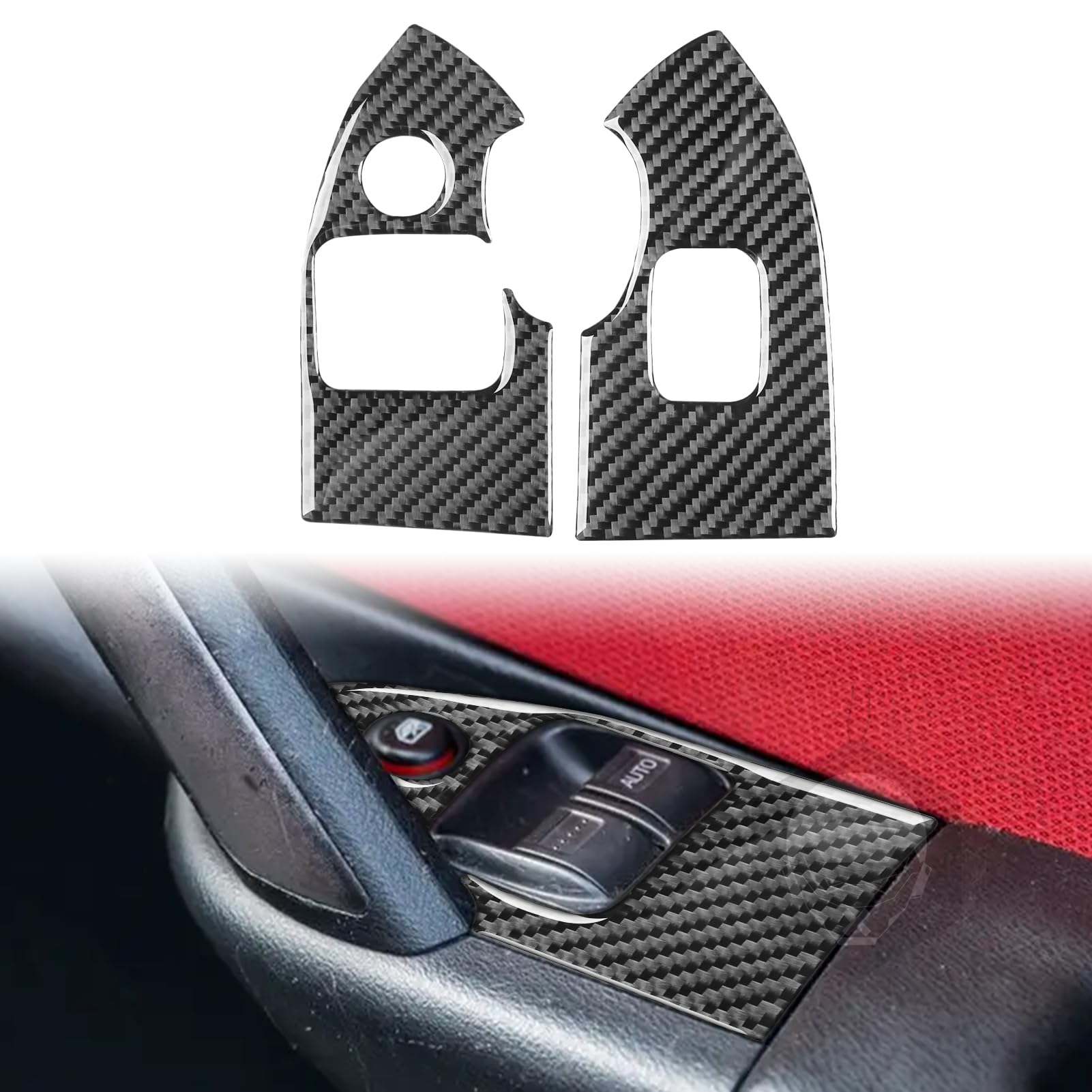 Real Premium Carbon Fiber Compatible with Honda Civic Si 2001 2002 2003 2004 2005 Accessories Car Window Lift Panel Cover Sticker Decal Interior Trim