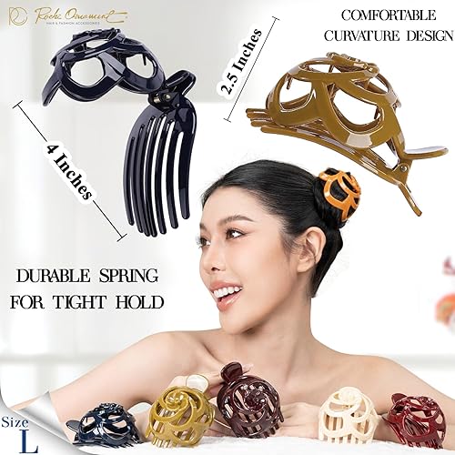 Miniatura 2 de RC ROCHE - 6 piezas para hacer moños para mujer, clip de pinza para el cabello, nido de pájaro, ballerina, soporte redondo francés, red de dona,