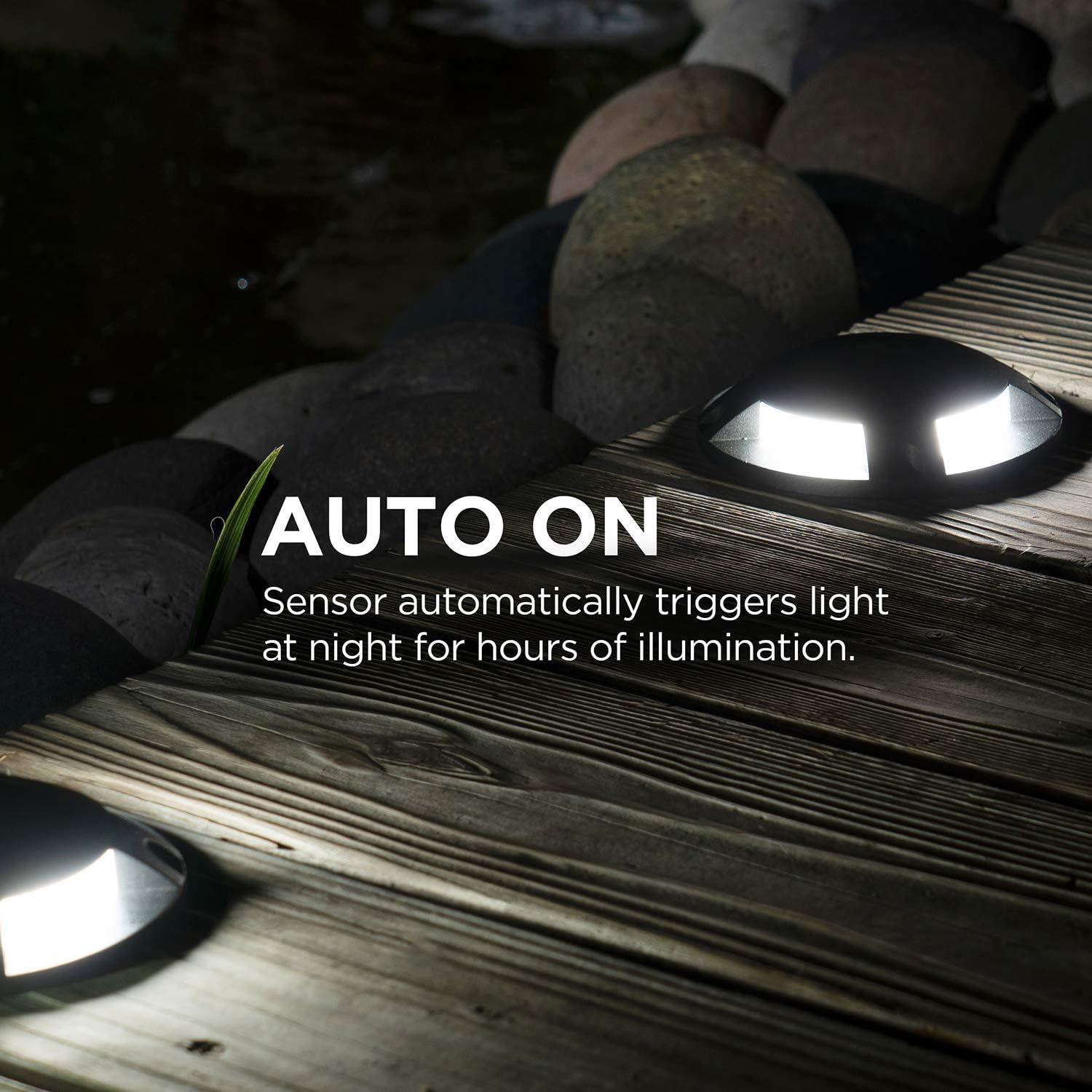 Home Zone Security Solar Deck Lights - Outdoor Solar Dock and Driveway Path Lights, Weatherproof with No Wiring Required, Black (4-Pack) - - 
