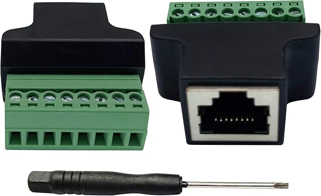 AAOTOKK RJ45 Screw Terminal RJ45 8P 8C Female to 8Pin Female Bolt Screw Type terminals Ethernet Net Network Plug for AV CCTV UTP DVR Cat5 Cat6 Cat7 Coupler(2 Pack/Female)