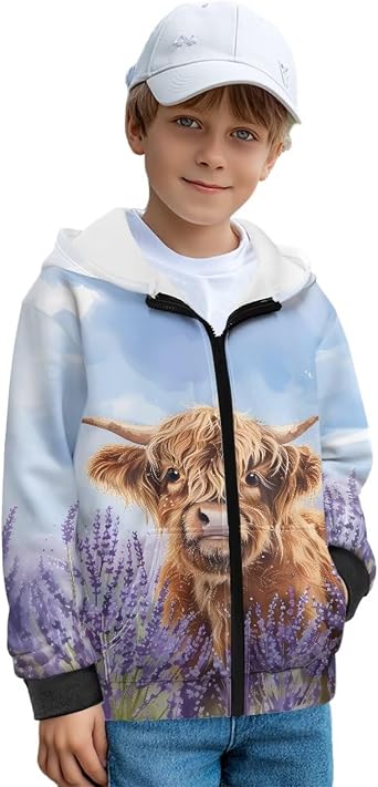 Kids Casual Zip Up Hoodie Jacket Fleece Sweatshirt Lightweight Comfy Long Sleeve Sweatshirt with Pockets 5-16Y