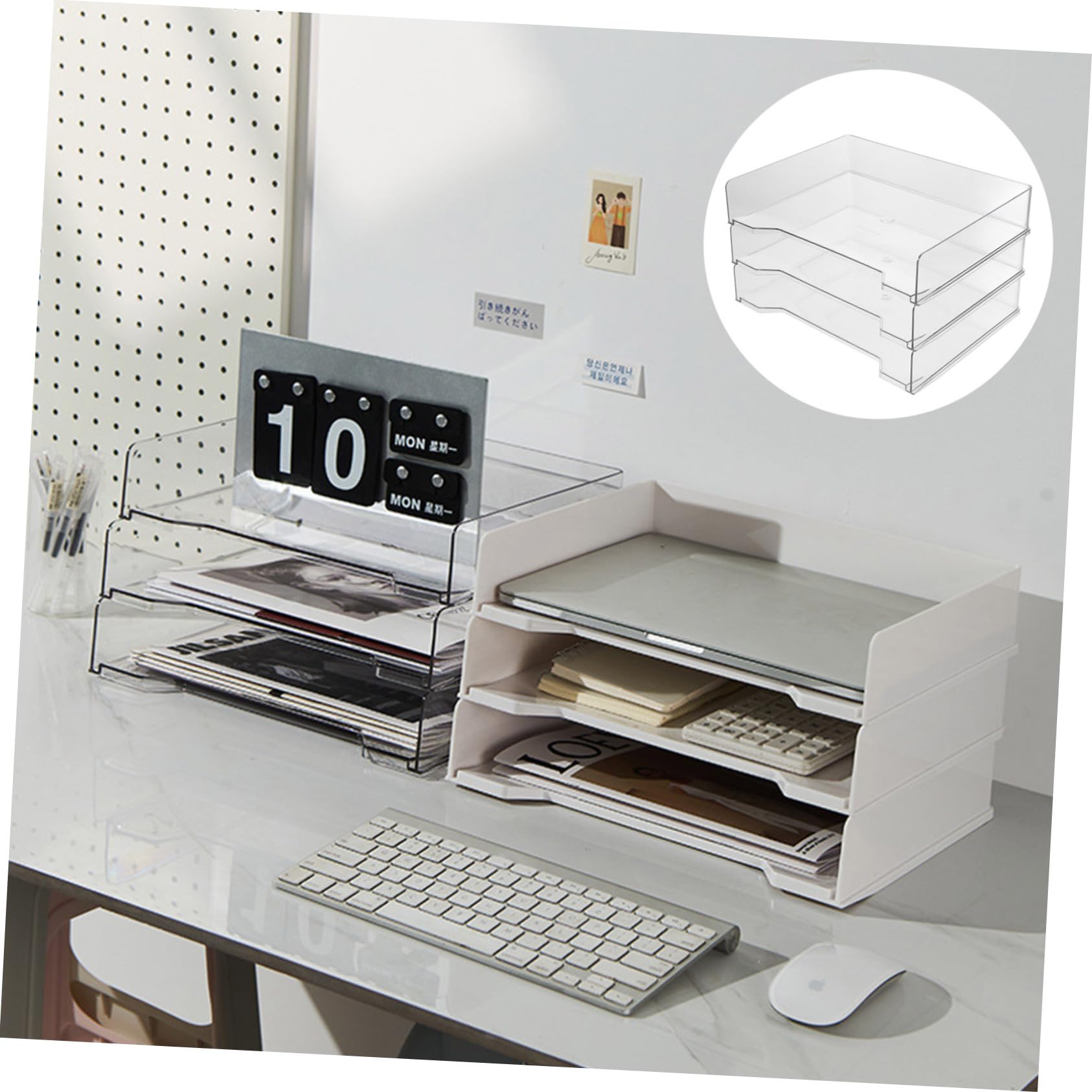 Set di 3 scatole portaoggetti per documenti, scrivanie e accessori per scrivania da ufficio, elegante scatola per archiviazione efficiente dello spazio di lavoro