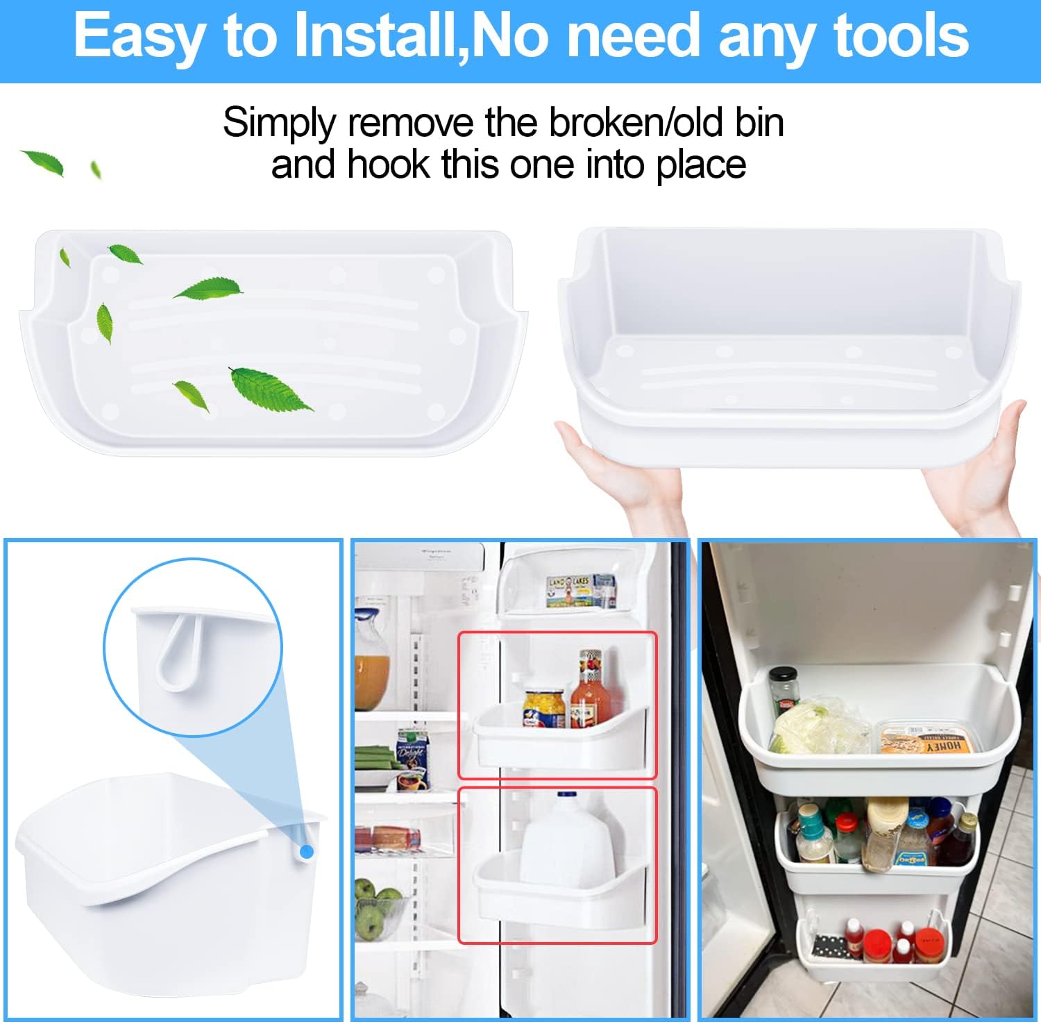 UPGRADE 240356401 Refrigerator Door Shelf Bin Replacement(2-Pack),Compatible with Frigidaire Door Shelf Replacement AP2116036 FRS6HR5JW0,FFHS2622MBMA,FRS26LF7DSN,FRS6LR5ES6,Fit Top 2 Shelf Door : Appliances