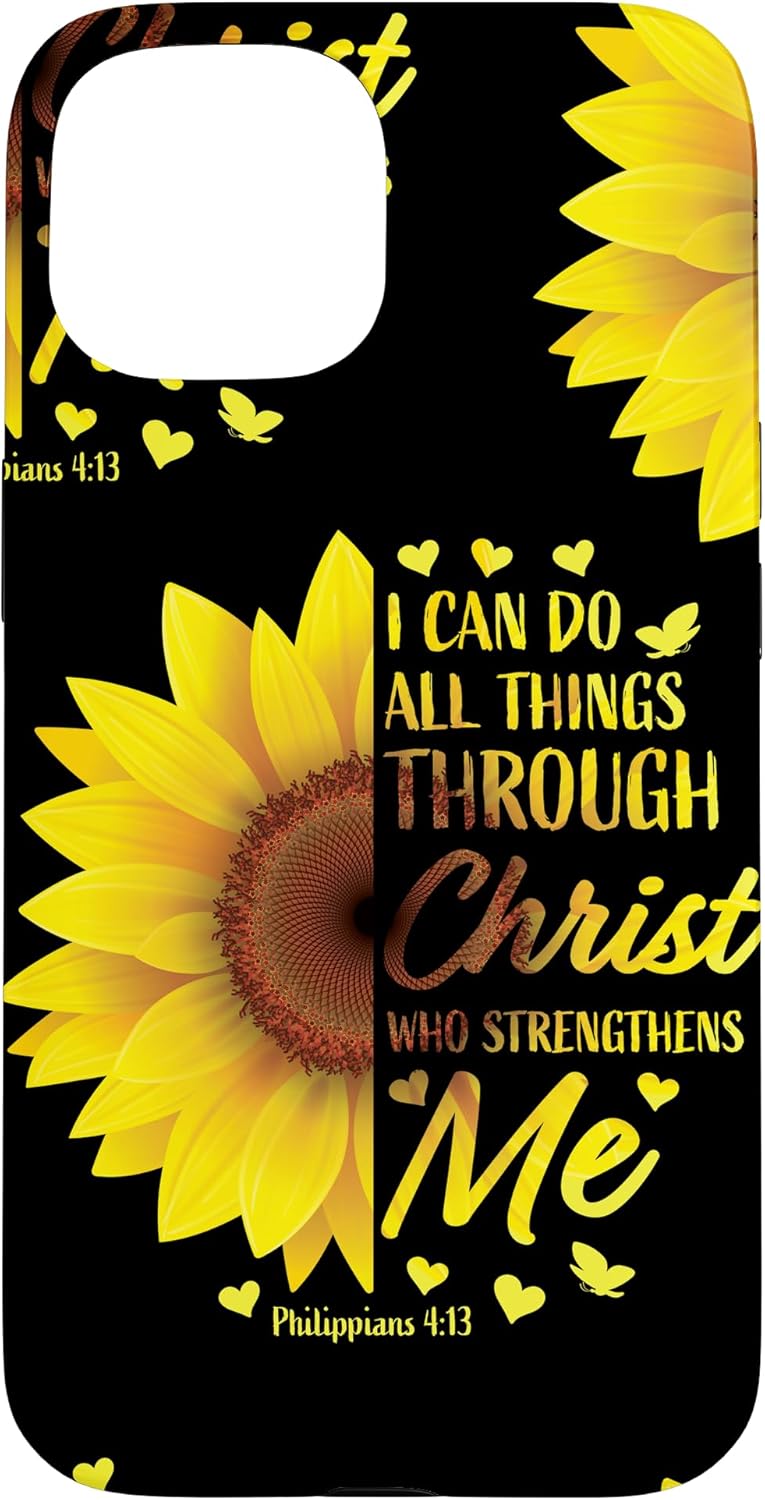 Christian Gifts Women Cute Cases Bible Verse Sunflower Phone Case for iPhone 13