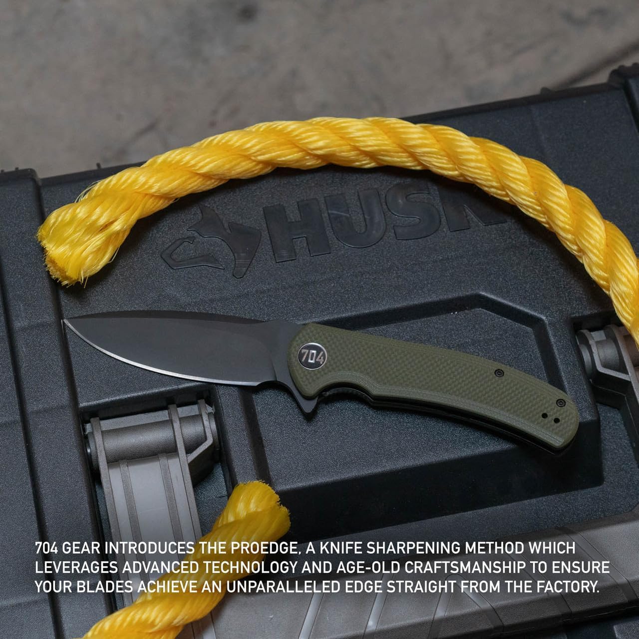 704 Gear Urban Ranger EDC Folding Pocket Knife | Full Size 3.74" Blade, Damascus Steel, G10 Handle, Reversible Pocket Clip | Black with Damascus Steel
