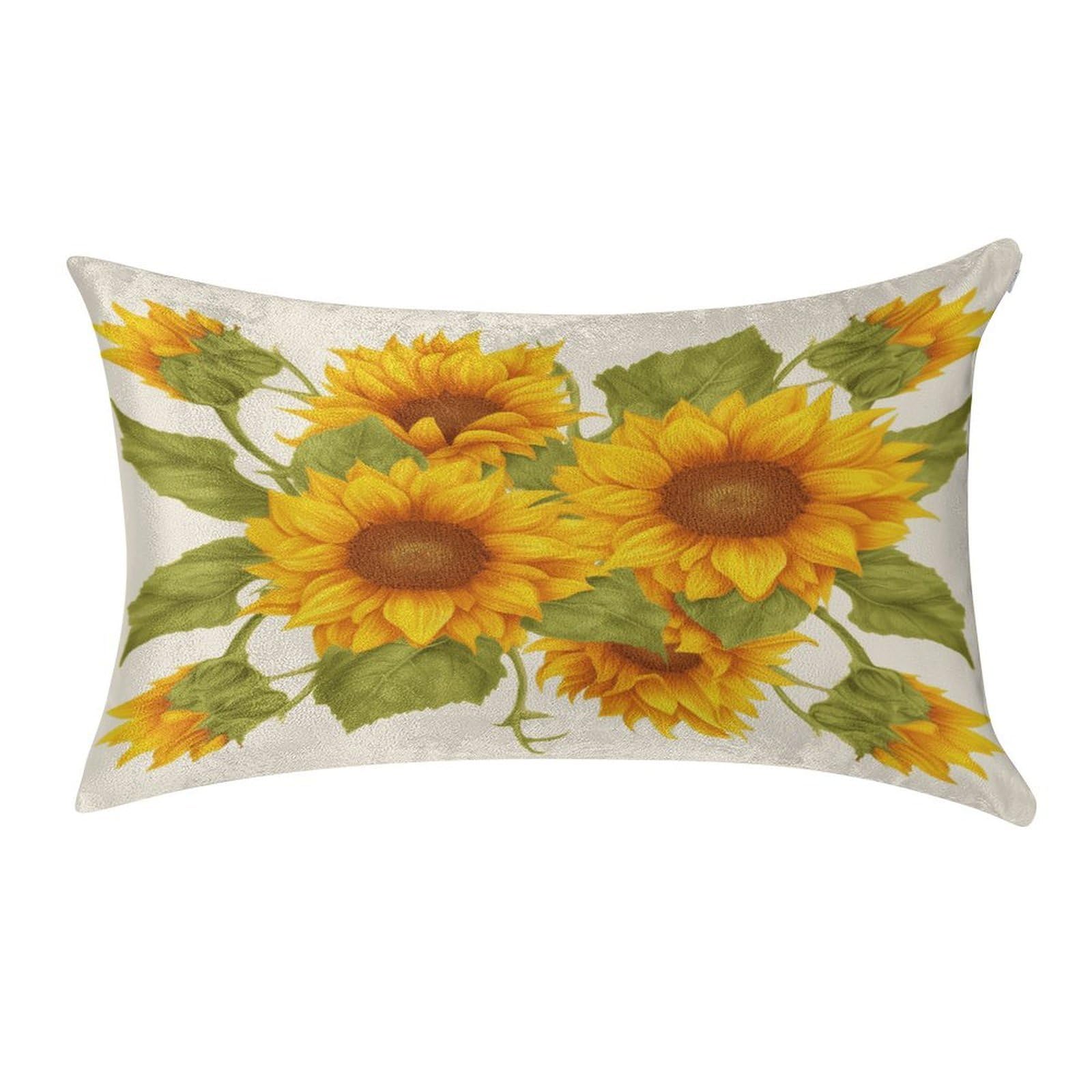 FekiLoot Fresh Sunflower Pillow Covers Luxury Velvet Oblong Pillowcases Rectangular Throw Pillows Case Decorative Velvet Cushion Covers Ultra Soft Lumbar Pillow Shells 12 X 20 in