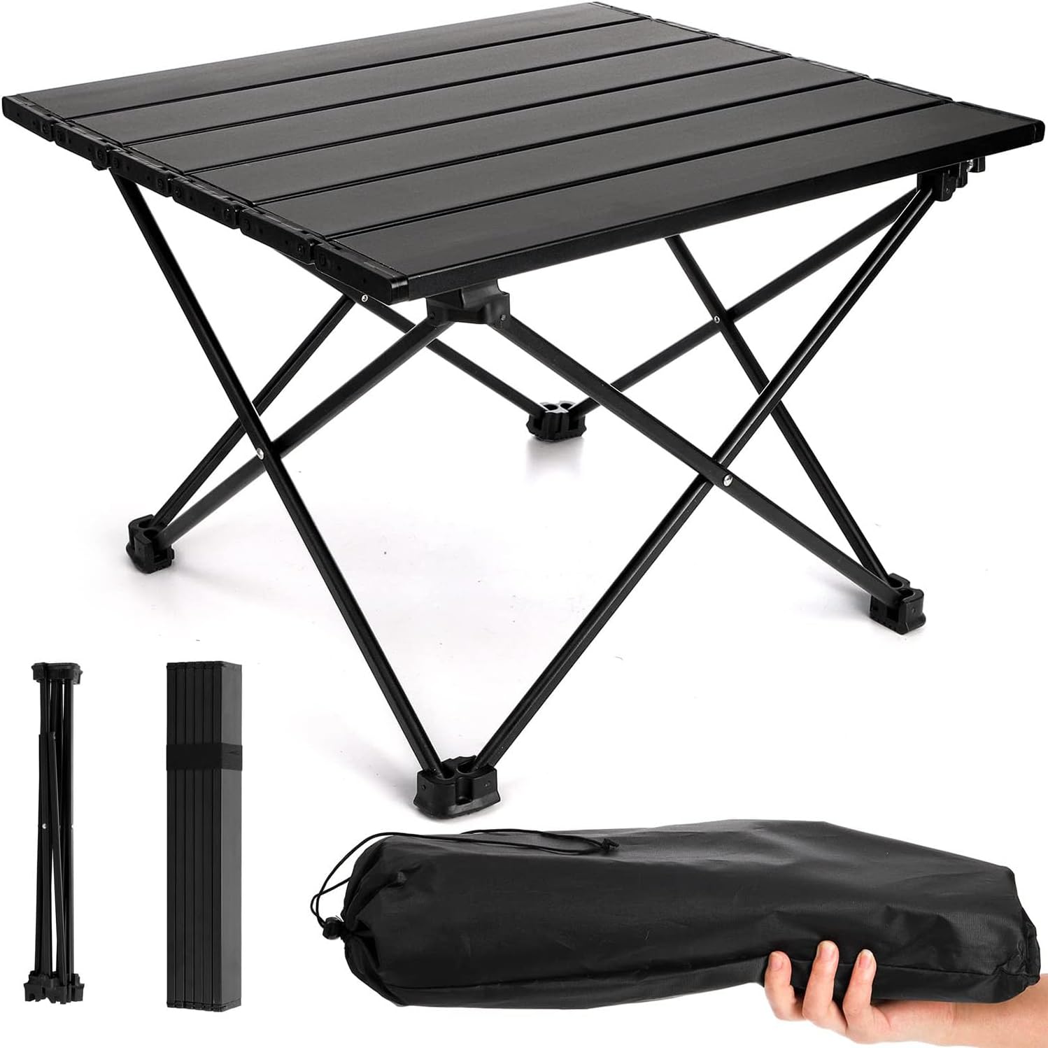 Camping Side Table, Portable Folding Aluminum Picnic Table, Small Lightweight Table for Outdoor Cooking, BBQ, Hiking, Beach, Boat, Travel, 15.5''L x 13.8''W x 11.4''H