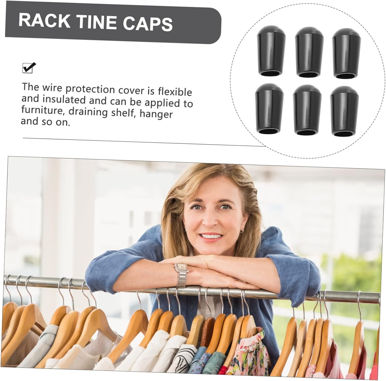 Outanaya 200pcs Rack Prong Tip Caps Round End Caps for Wire Shelving Sturdy PVC Material Easy to Install Suitable for Kitchen and Closet Organizers