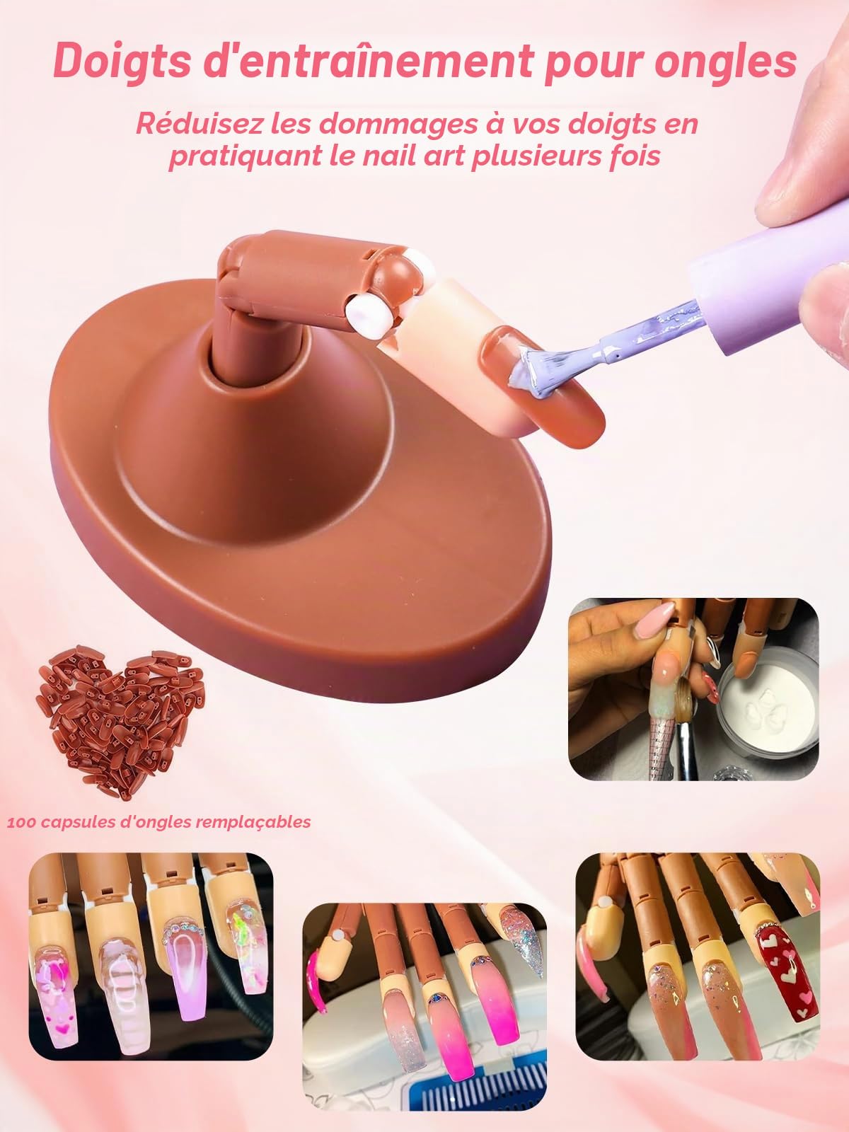 Kit d'ongles en acrylique : poudre acrylique 4 couleurs avec lime à ongles électrique – Lampe UV manuelle d'entraînement et liquide de 75 ml – Kit de pratique des ongles pour les amateurs de manucure