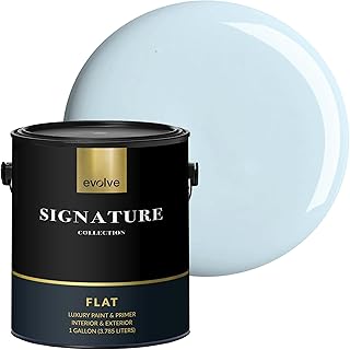 EVOLVE Signature Collection Luxury Interior Paint & Primer, Flat Sheen (Baby Blue), 1 Gallon – Premium One-Coat Coverage, Low VOC, Low Odor, Washable Finish for Walls, Ceilings & Trim