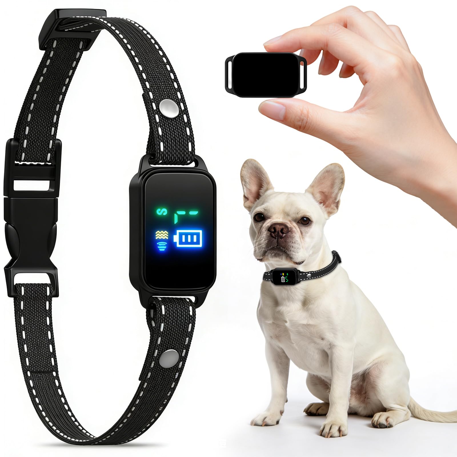 Dog Bark Collar, Bark Collar for 5-60LBS Small & Medium Dogs, IPX7 Waterproof Rechargeable Training Bark Collar, Anti Barking Collar with 3Modes, 5 Beep & 7-Level Sensitivity(Black)