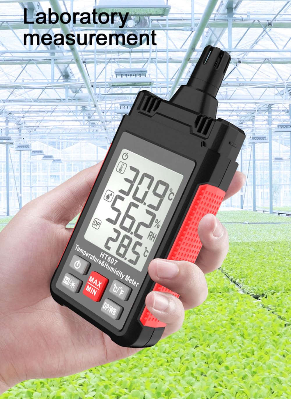 ThreeH Thermohygrometer Large Screen Digital Thermometer Hygrometer with LCD Backlight Ambient Relative Humidity Dew Point Wet Bulb Thermometer Min Max Hold