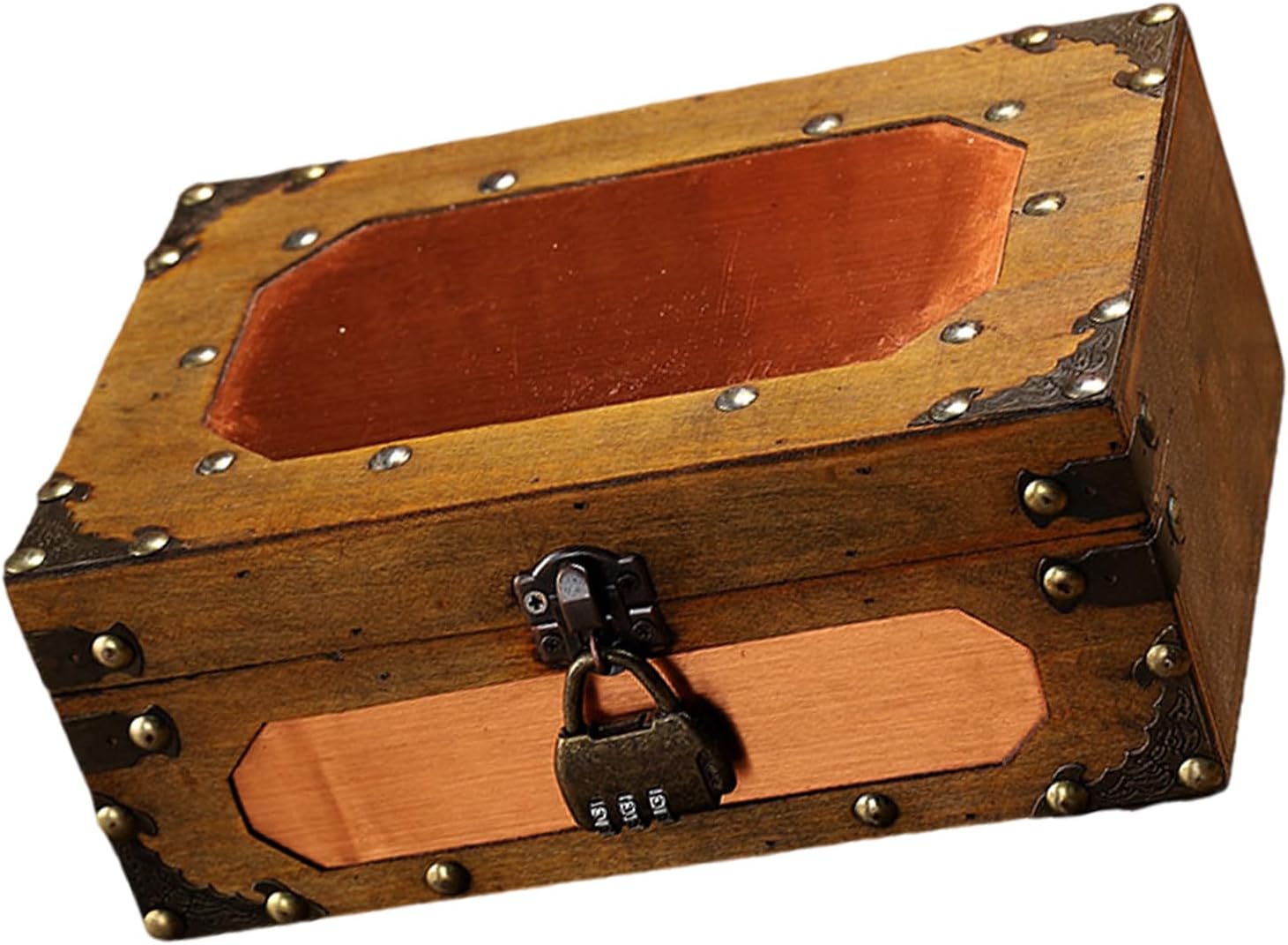 Locking Antique Wooden Jewelry Storage Box For Home Office Decoration Wood Chest Keepsakes Holder With Mechanism Wooden Chest Photography Prop