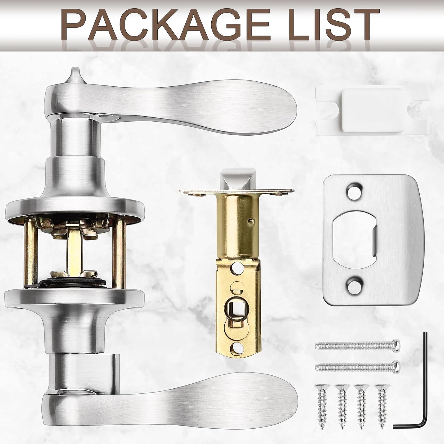Sopoby 6 Pack Door Handles Privacy Door Levers, Heavy Duty Wave Style Bed/Bath Door Locks Interior Door Knobs, Reversible Levers for Right/Left Handed Doors, Brushed Nickel
