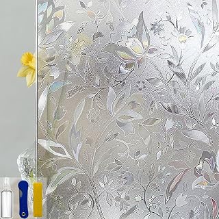 Window Privacy Film, 3D Stained Glass Window Film electrostatic Adhesion, Sunshade and UV Protection, Suitable for Home/Office Windows, Reusable Installation (Rainbow YXJ, 17.72 * 118inch)