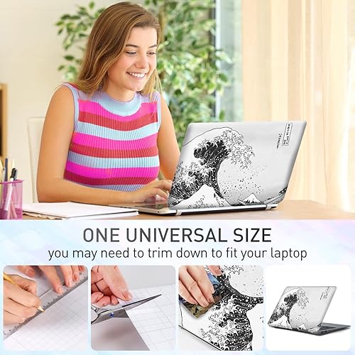 Miniatura 134 de Adhesivo para laptop de 12.1-15.6 pulgadas, calcomanía reutilizable universal de vinilo para laptop, protector de arte impermeable en color panal