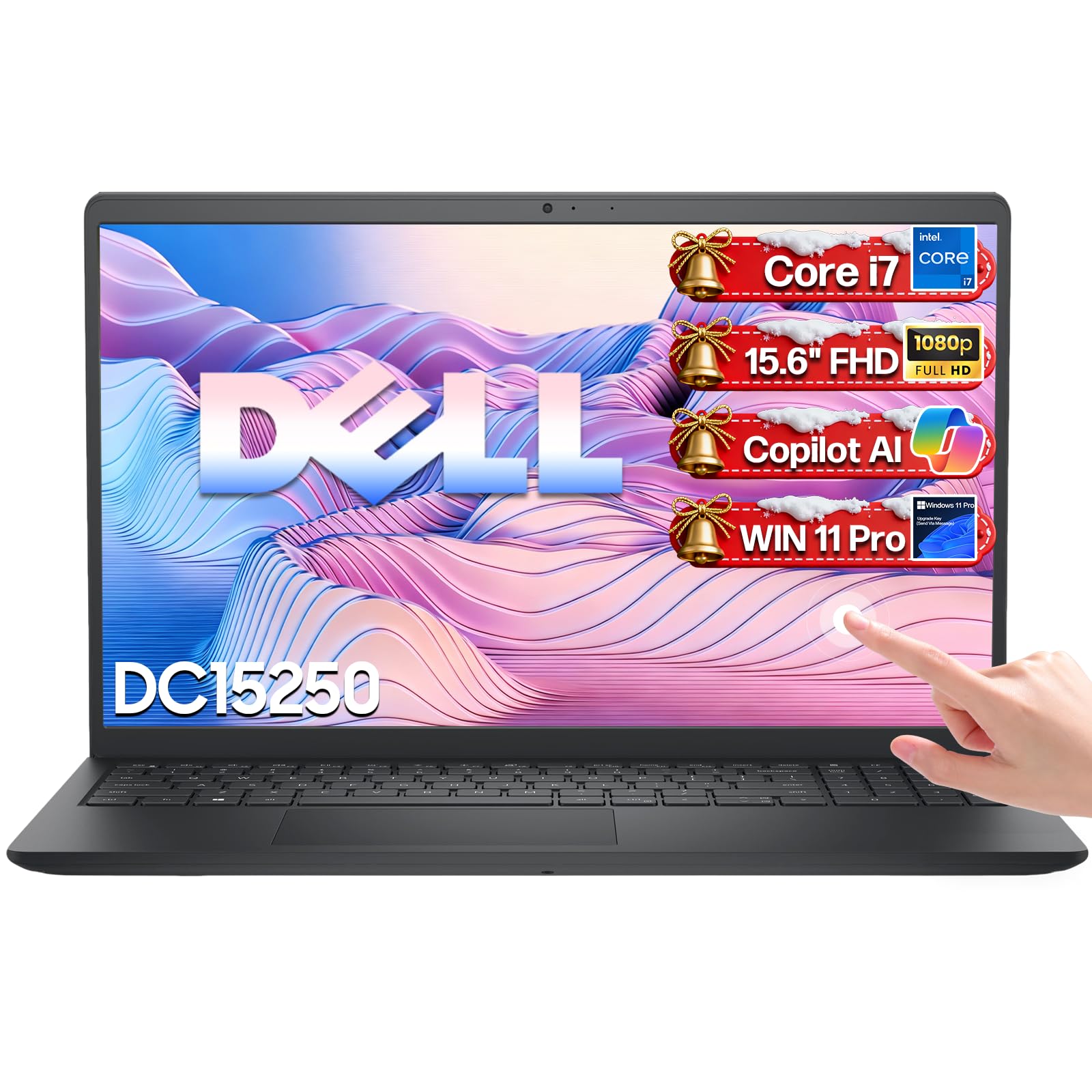 15 Laptop DC15250 Touchscreen Computer, Intel 10-Core i7-1355U(Up to 5.0GHz), Intel UHD Graphics, 15.6" FHD Anti-Glare Touchscreen, 32 GB RAM, 1 TB SSD, Wi-Fi 6, Copilot-AI, Windows 11 Pro