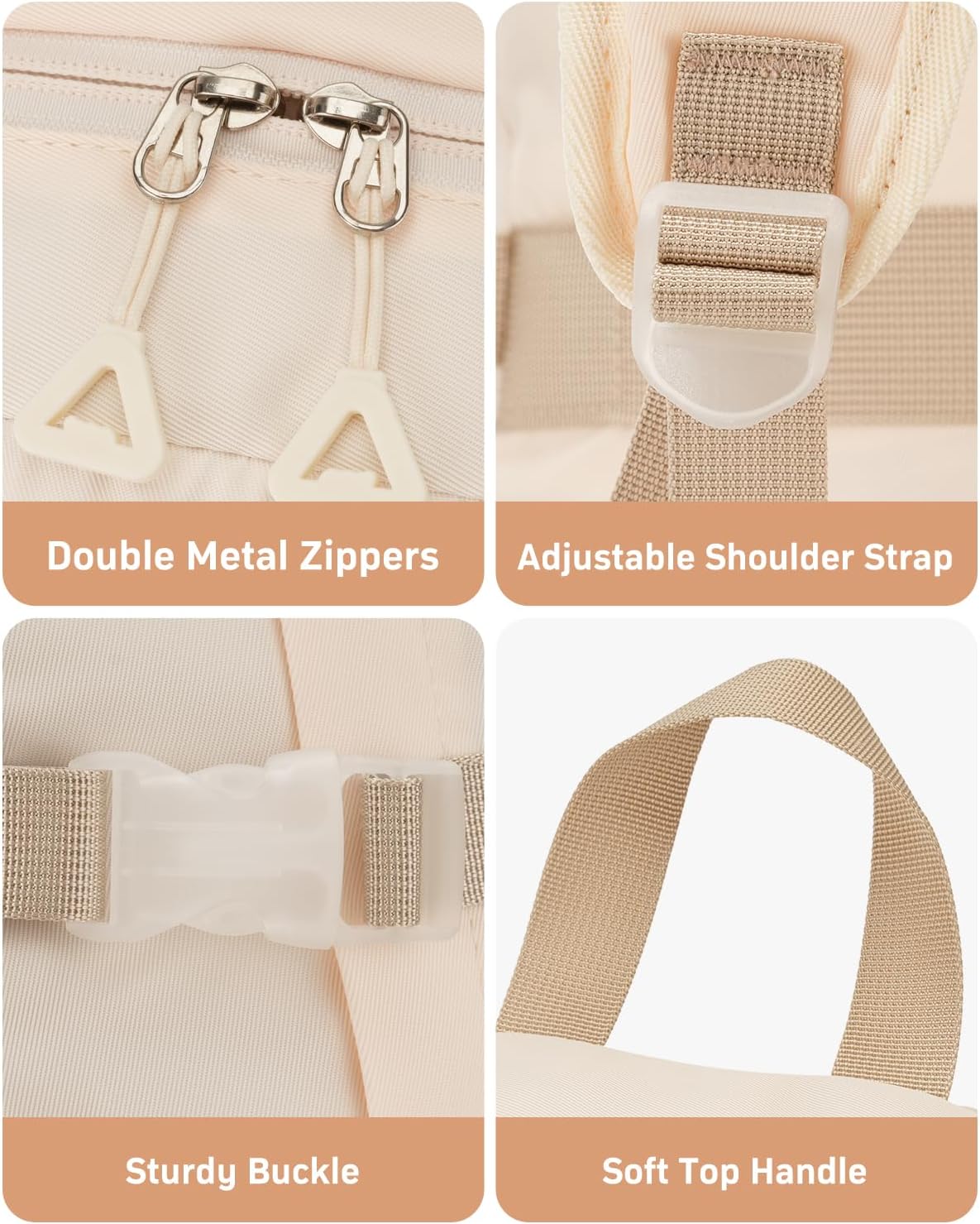 KROSIAS School Backpack for Teen Girls, 15.6 Inch Laptop Backpack Women Kids Bookbag for Middle High School Cute College Bag for Students, Khaki Beige