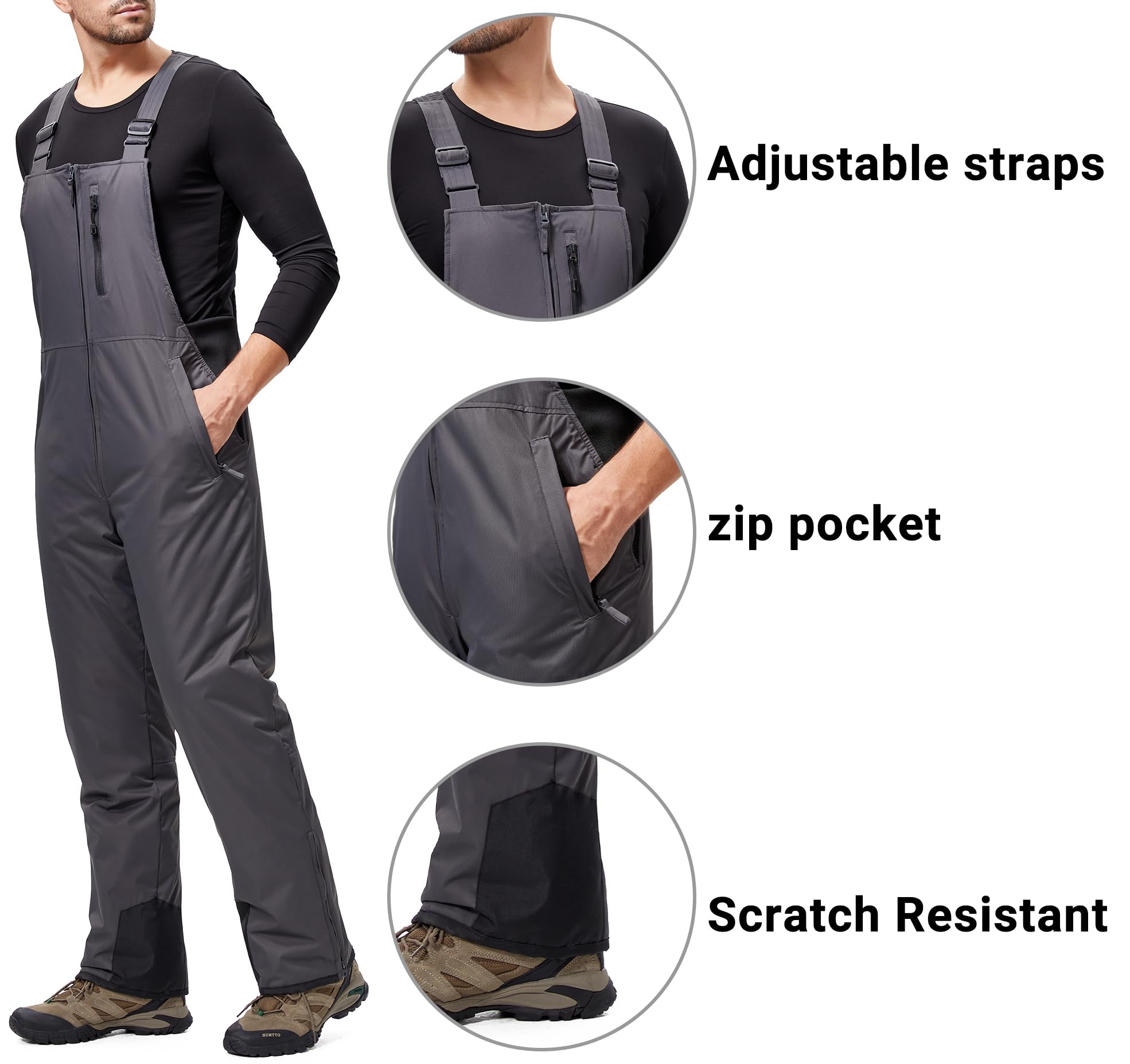 Pantalones Nieve Esquí Hombre Invernal Pantalón Softshell Calor Pantalones de Trabajo Largos Prueba Viento Impermeable Mono Outdoor Pantalón Funcional con Tirantes Ajustables