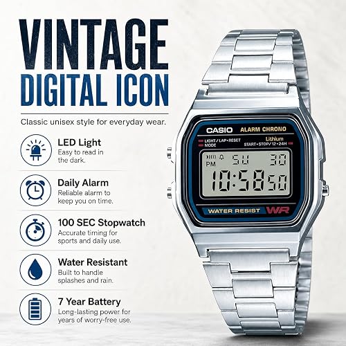 Casio Montre Homme Digitale avec Bracelet en Acier Inoxydable – A158WEA-1EF - 2