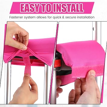 Threlaco 5 Pcs Crutch Pads, Bag, Underarm Crutches Padding Cover for Adults Armpit Padding, Pouch, Lightweight Accessories for Adult Youth Walking(Pink)