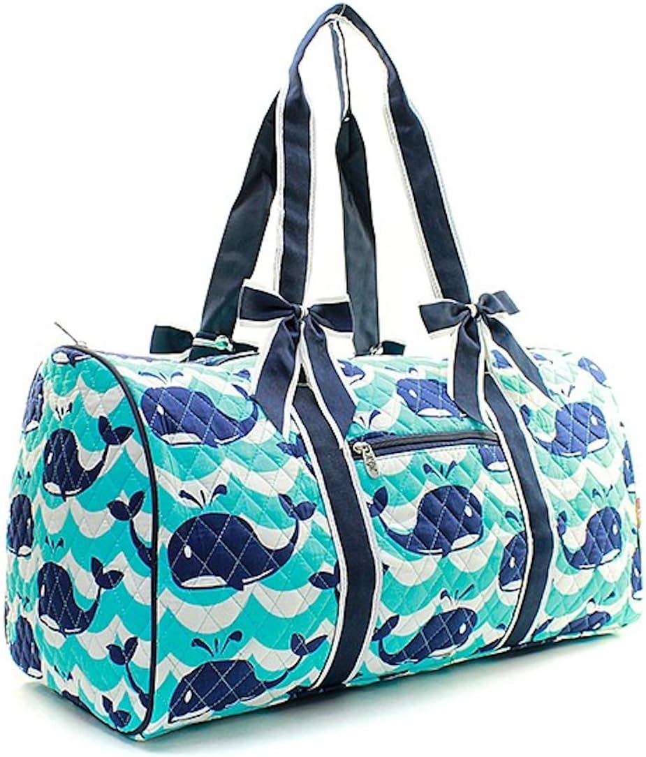 Quilted Weekend Travel Overnight 20" Large Duffle Bag (Splash Whale Coral)