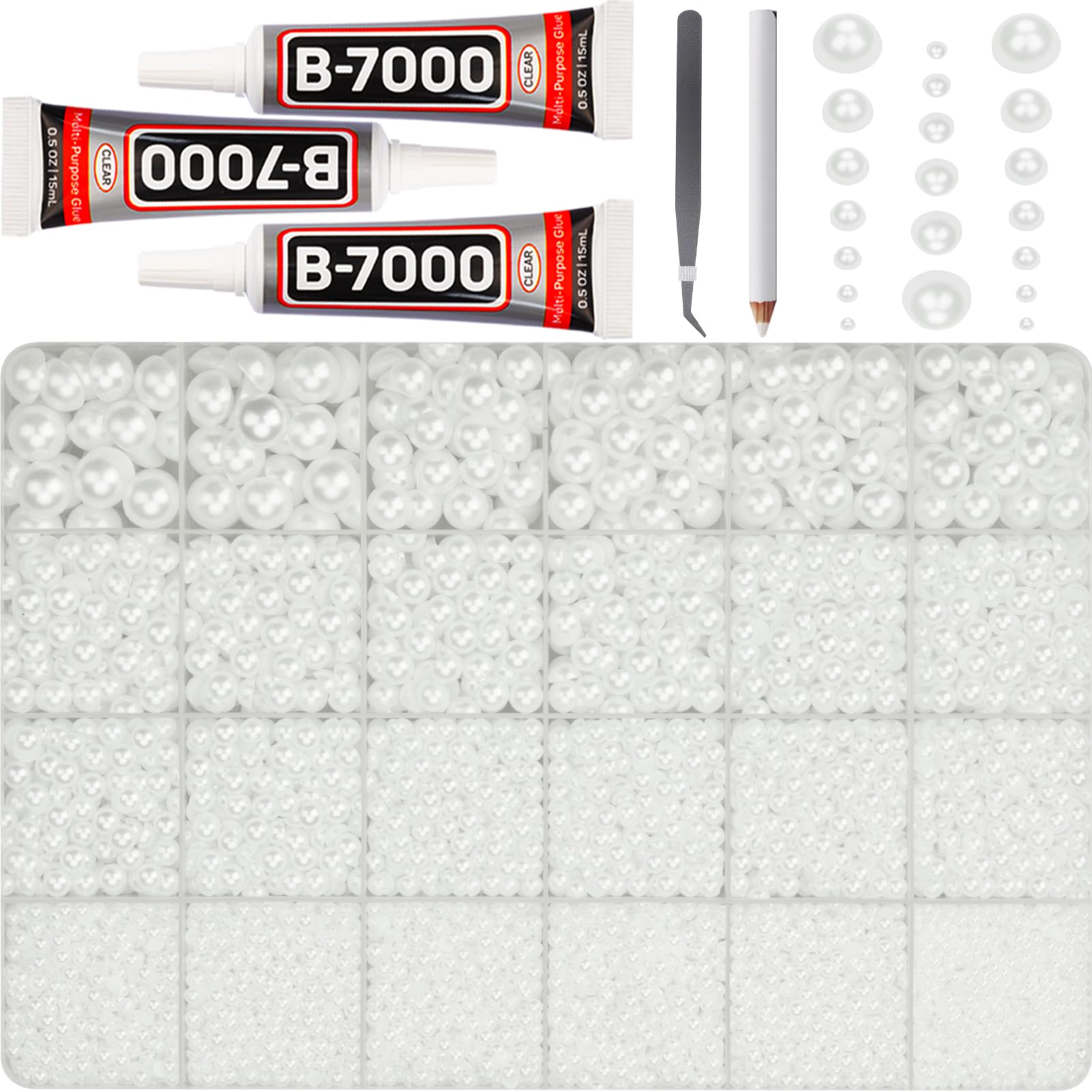 View 1 of 18000Pcs 2-10mm White Half Pearls Flat Back for Crafting Crafts Bedazzling