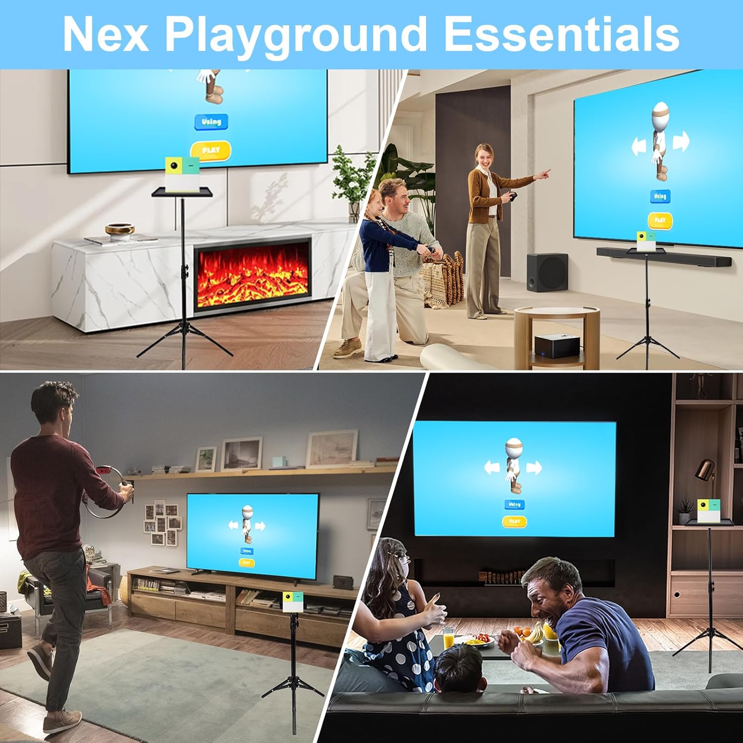 Tripod Stand for Nex Playground Game System, Projector Stand Tripods, Adjustable Height Compatible with Nex Playground Console, Nex Playground's Accessories for Indoor and Outdoor.