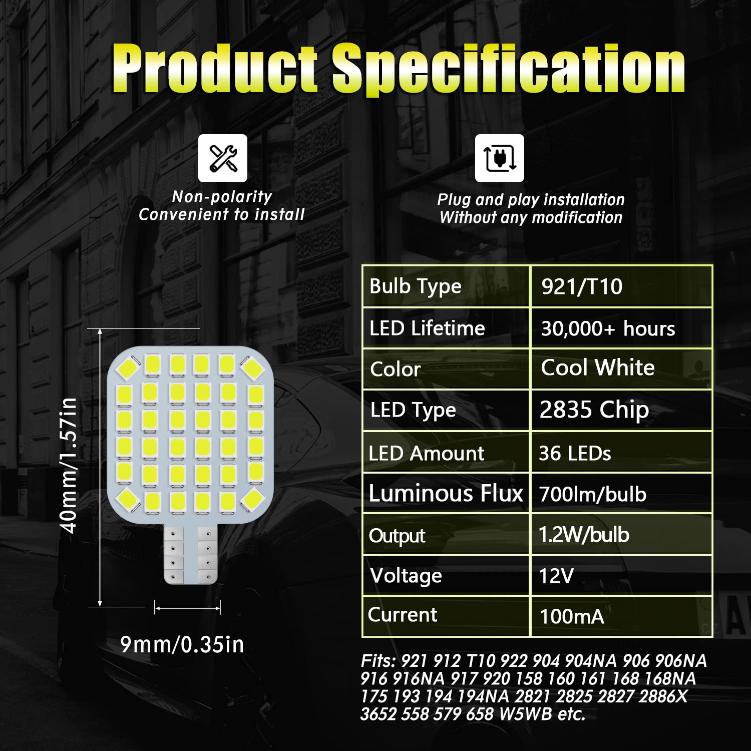 20PCS T10 921 922 912 194 RV Interior LED Light Bulbs, Super Bright LED Bulbs Replacement Lighting 36-SMD 2835 4500K Natural White For 12V RV Camper - View #12