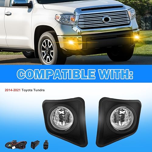 Miniatura 6 de Luces antiniebla para parachoques de conducción para Toyota Tundra 2014-2021 con bombillas halógenas H11 12V 55W e interruptor y kit de cableado