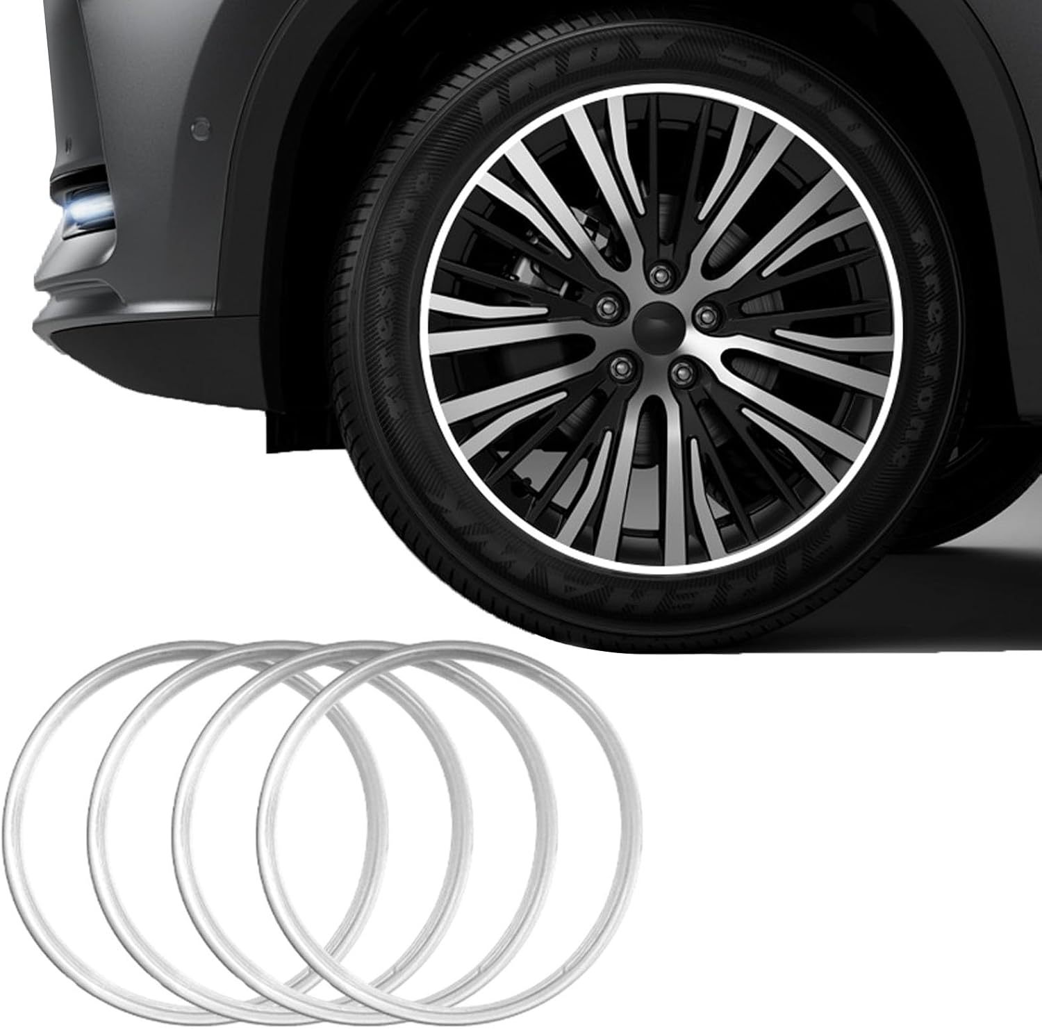 4 Piece Set Universal Wheel Protection Ring Protectors 17-21 Inch Anti-Collision Anti-Scratch Car Refit Trims Kit Alloy Wheel Edge Ring for All Car Models