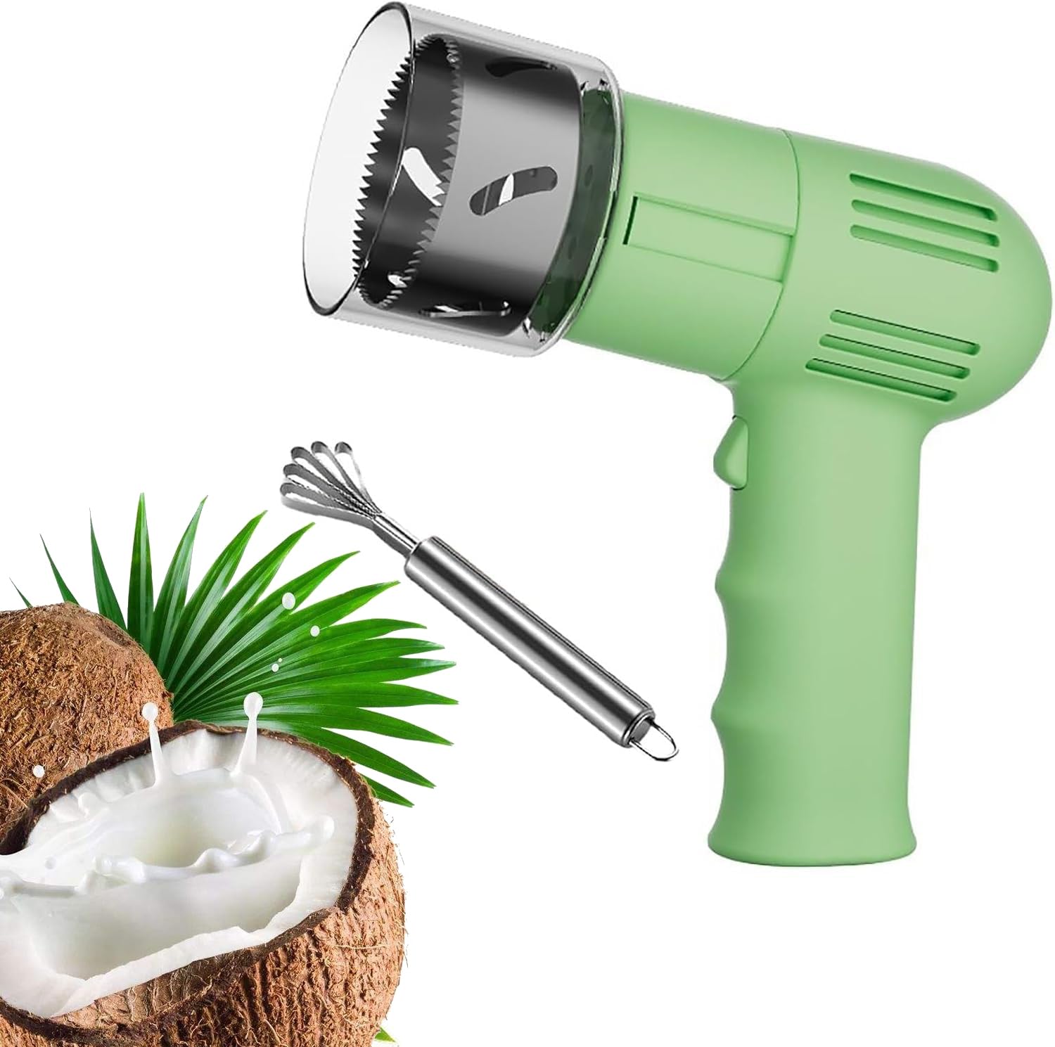 Abridor eléctrico de coco, acero inoxidable reutilizable, fácil de abrir para puestos, tiendas, restaurantes, zumos