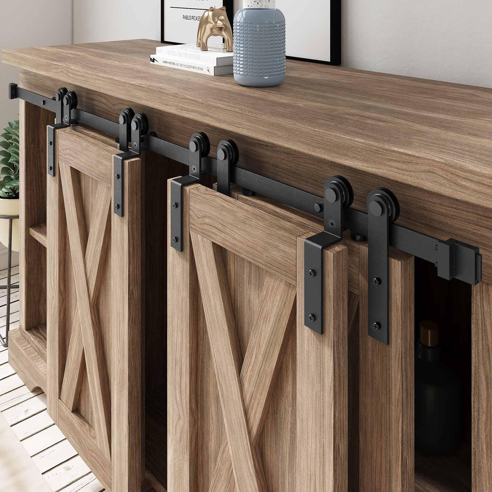 5 FT Mini Bypass Barn Door Hardware Kit Single Track 60inch