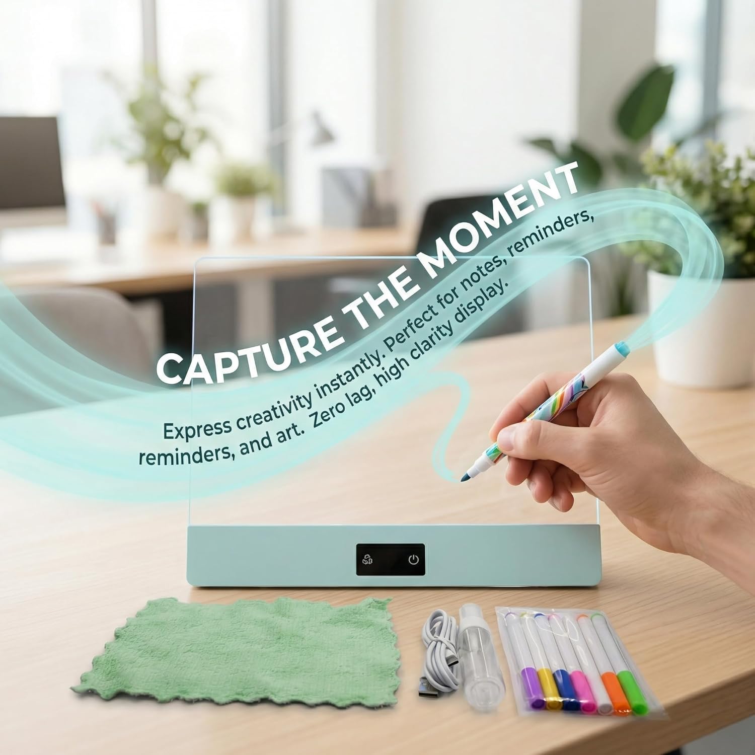 Rechargeable Led Drawing Board for Kids, 3 Modes & 8 Colors Glow Doodle LED Note Board, Neon Light Up Dry Erase Board with Built-in Stand, Girls and Boys Gifts, Birthday Christmas Gift Ideas