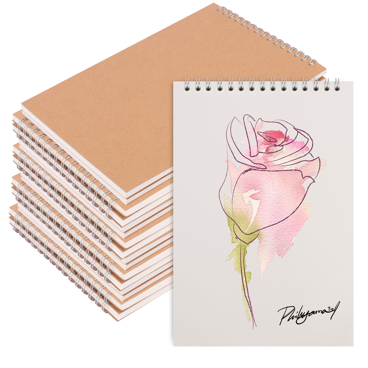 IHDYPPEW Lot de 22 carnets de croquis à spirale, 21,3 x 14,5 cm, A5, sans lignes, vierges pour scrapbooking, journal de la nature et dessin, durable, portable et polyvalent (80 feuilles – 160 pages)