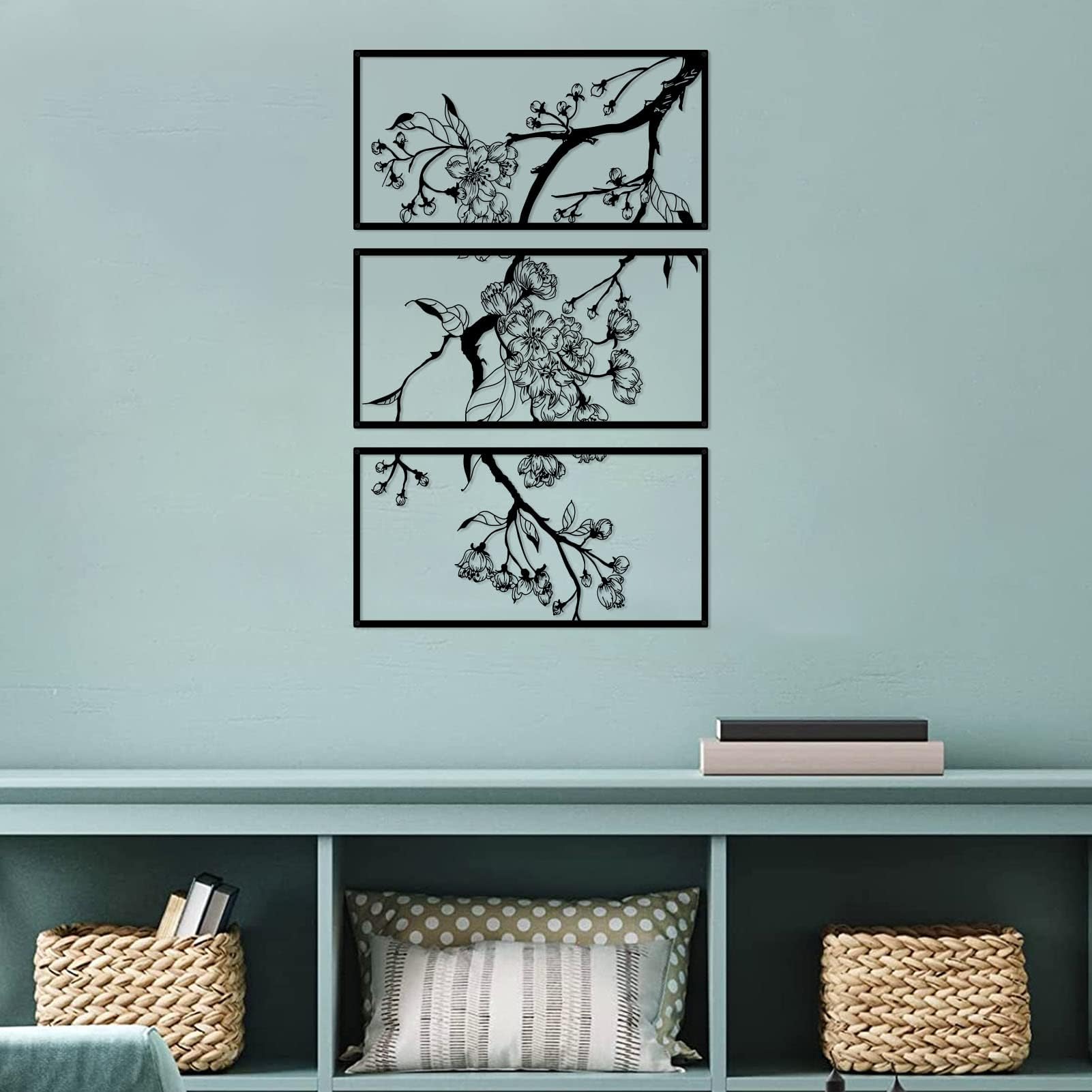 3 stuks metalen bloemen wanddecoraties kleurrijke moderne minimalistische bloemenwanddecoraties bloemenlijn hangende wandsculptuur prachtige art deco voor woonkamer slaapkamer kantoor of studeerkamer