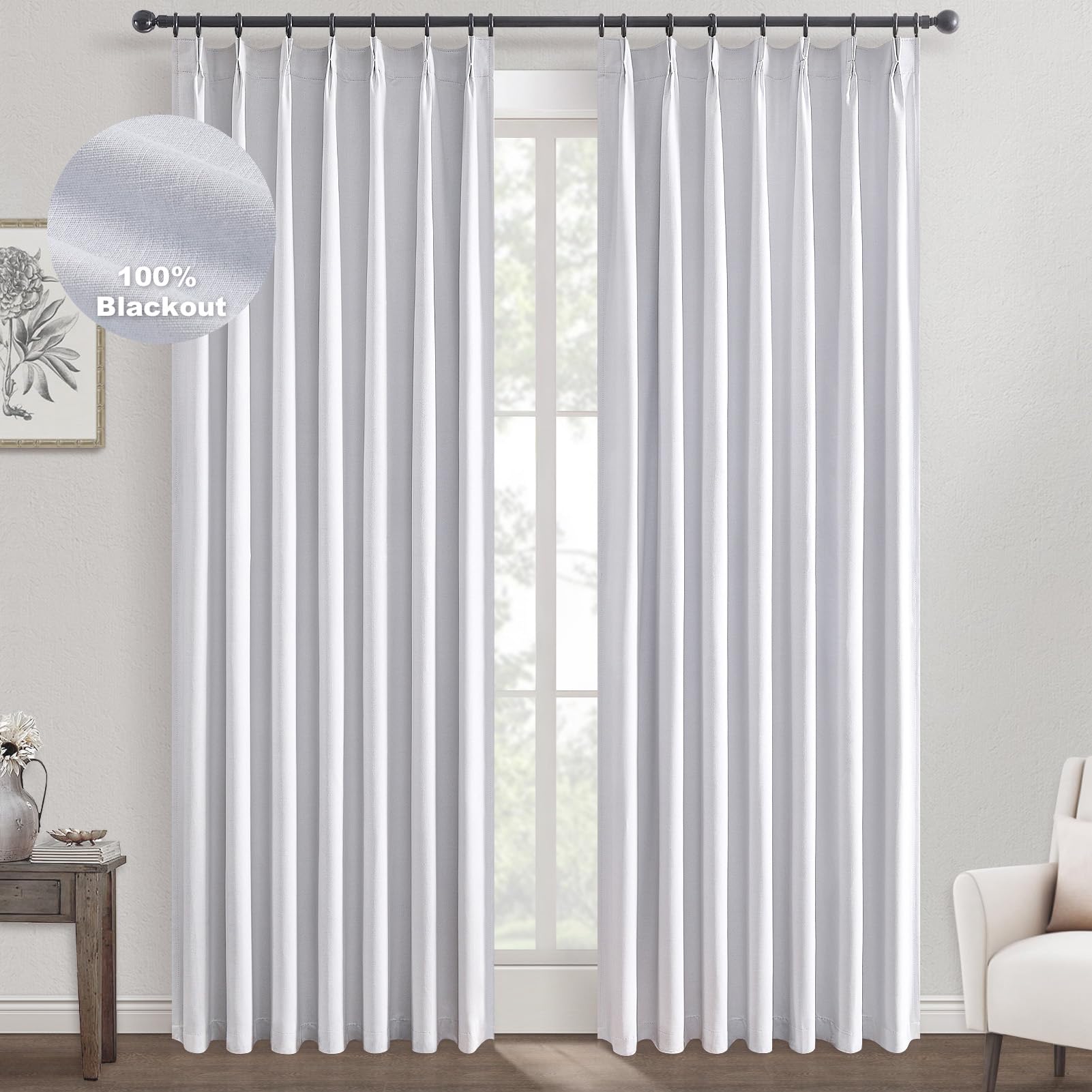 Amazon.com: Topfinel White 105 Inches Long Custom Blackout Linen