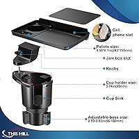 Vista 3 de This Hill 2 Pack Cup Holder Tray for Car, 2 in 1 Detachable Car Food Table Tray with 3.93" Base & Phone Slot,Car Cup Holder Expander with