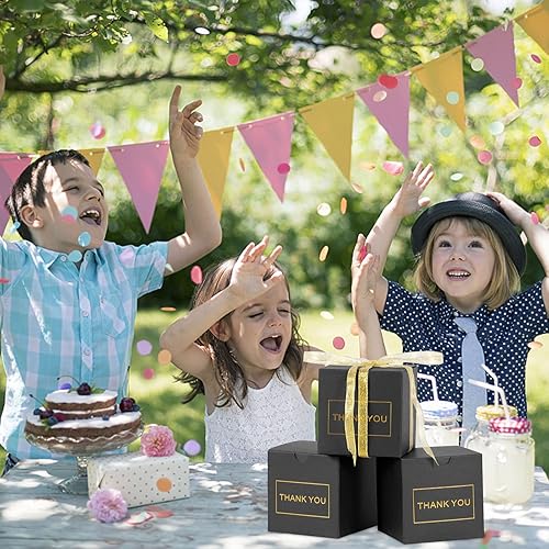 Miniatura 7 de NIGNYA Paquete de 50 cajas de regalo pequeñas de 4 x 4 x 4 pulgadas, cajas de regalo negras de agradecimiento con tapas para recuerdos de fiesta de