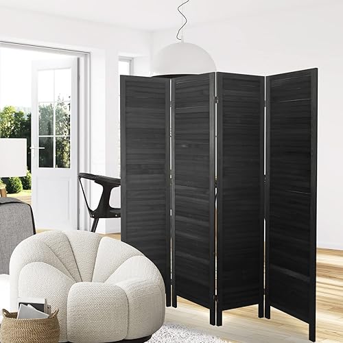 Miniatura 8 de Babion Divisor de habitación de 4 paneles, separador de habitación de madera de pared temporal, separadores de habitación plegables extra anchos y