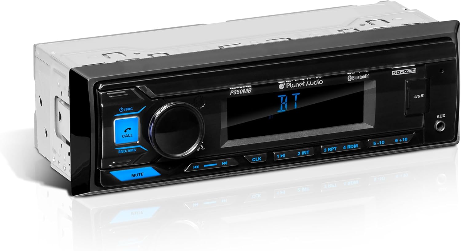 Planet Audio P350MB Car Audio Stereo System - Single Din, Bluetooth Audio and Hands-Free Calling, MP3, USB Audio, USB Charging, AUX Input, AM/FM Radio Receiver, No CD Player