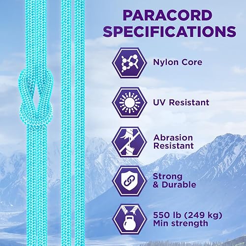 Vista 35 de TECEUM - Cuerda resistente 1000 de 1000 / 200 / 100 / 50 pies, más de 40 colores, cuerda para supervivencia y campamento, cuerda de nailon Patriot