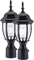 Vista 20 de LIT-PaTH Farol de poste de iluminación para exteriores, base mediana E26 máx. 60 W, carcasa de aluminio más vidrio, acabado blanco mate, paquete de 1
