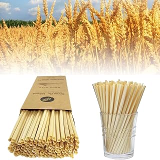 ZABEES Pack of 100 Natural Straws, Environmentally Friendly and Biodegradable, 8" x 1/2", Perfect for Drinks, Home, Parties, and Gatherings