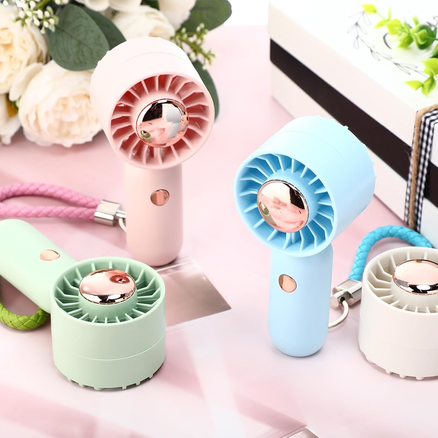 VIHOSE 12 Park Mini Portable Handheld Fan Bulk with Lanyard Cooling Small Fan 3 Speeds USB Powered Rechargeable Gift for Summer Travel Outdoor Indoor Office