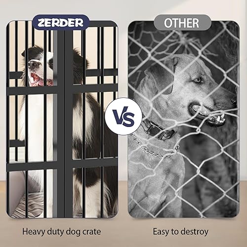 Miniatura 4 de Jaula para perros indestructible resistente, jaula para perros a prueba de escape, con ruedas bloqueables, puerta doble de alta ansiedad, jaula