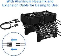 Vista 5 de Hobby Twin RC - Ventiladores de refrigeración para motor de automóvil, cubierta de metal, disipador de calor apto para 1/8 1/7 RC Car 1.575 in 1.654