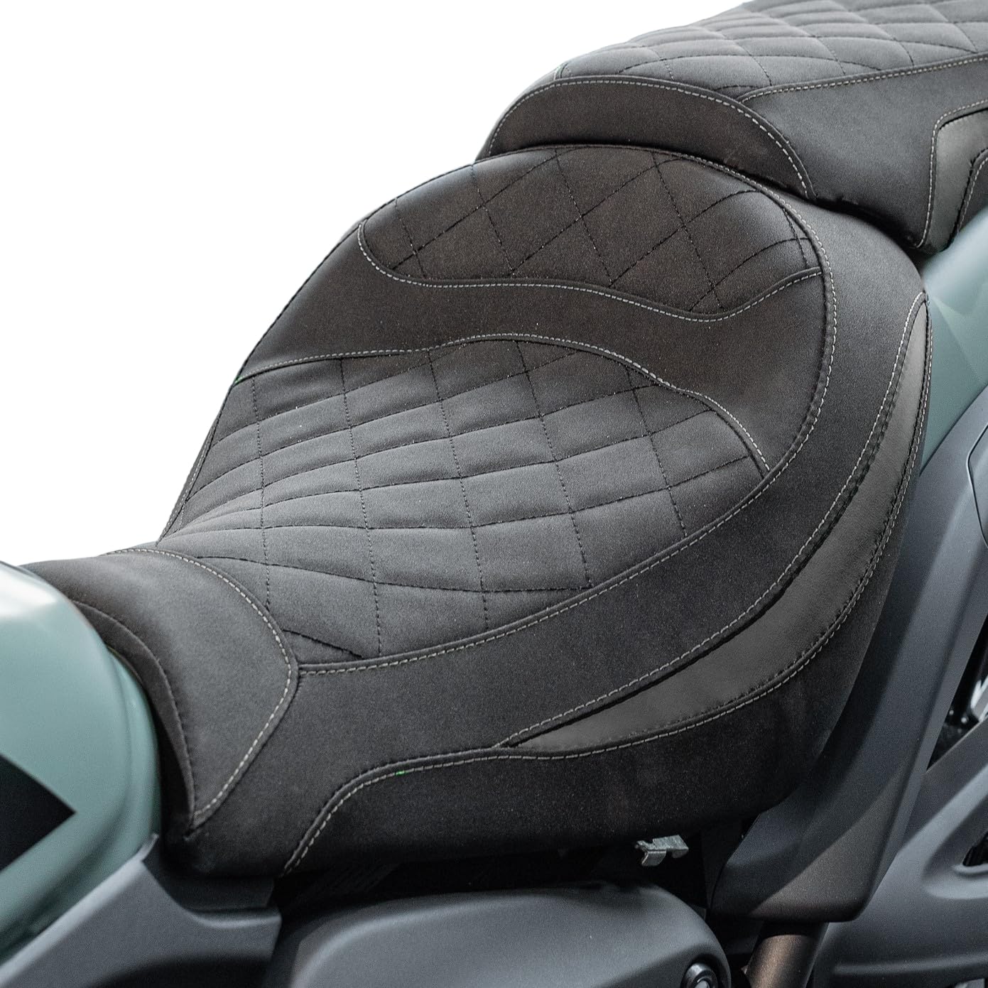 Motorrad-Leder-Sitzkissen für Vordersitz, passend für Vulcan S EN650 VN650 2015-2025 2021 2022 2023 2024 Druckentlastung, weicher Sozius-Sattel, Schwarz