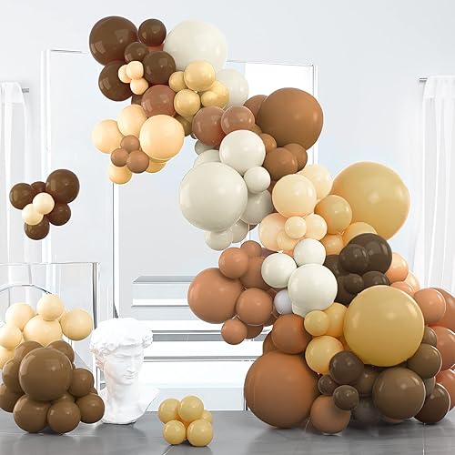 Miniatura 1 de PartyWoo Guirnalda de globos marrón retro, 100 globos de tonos marrones de diferentes tamaños, paquete de globos de 18 pulgadas, 12 pulgadas, 10